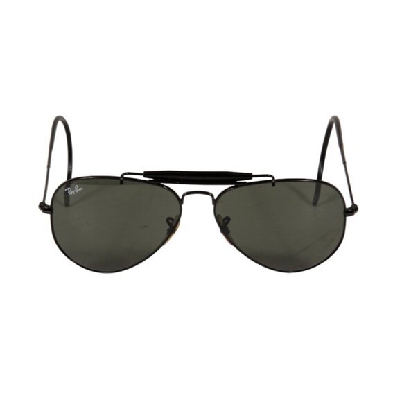 Ray Ban Outdoorsman Aviator Sunglasses Black L9500 Round Grey Lense Shades